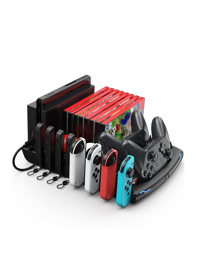 SYOSI Controller & J-Cons Charger, for Switch Accessories Organizer Station, Switch Organizer with Controller Charging Dock, Switch Storage for Games, TV Dock, Pro Controller, Compatible with NS & OLED - Image 1