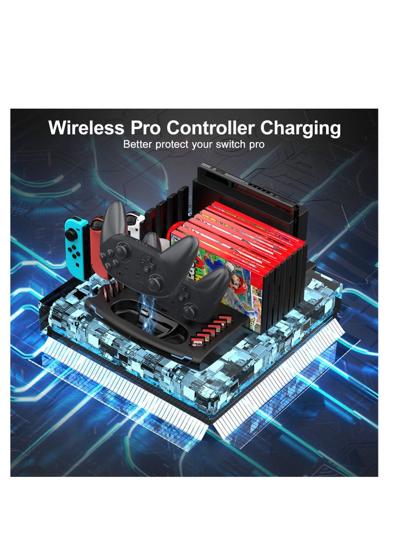 SYOSI Controller & J-Cons Charger, for Switch Accessories Organizer Station, Switch Organizer with Controller Charging Dock, Switch Storage for Games, TV Dock, Pro Controller, Compatible with NS & OLED - Image 5