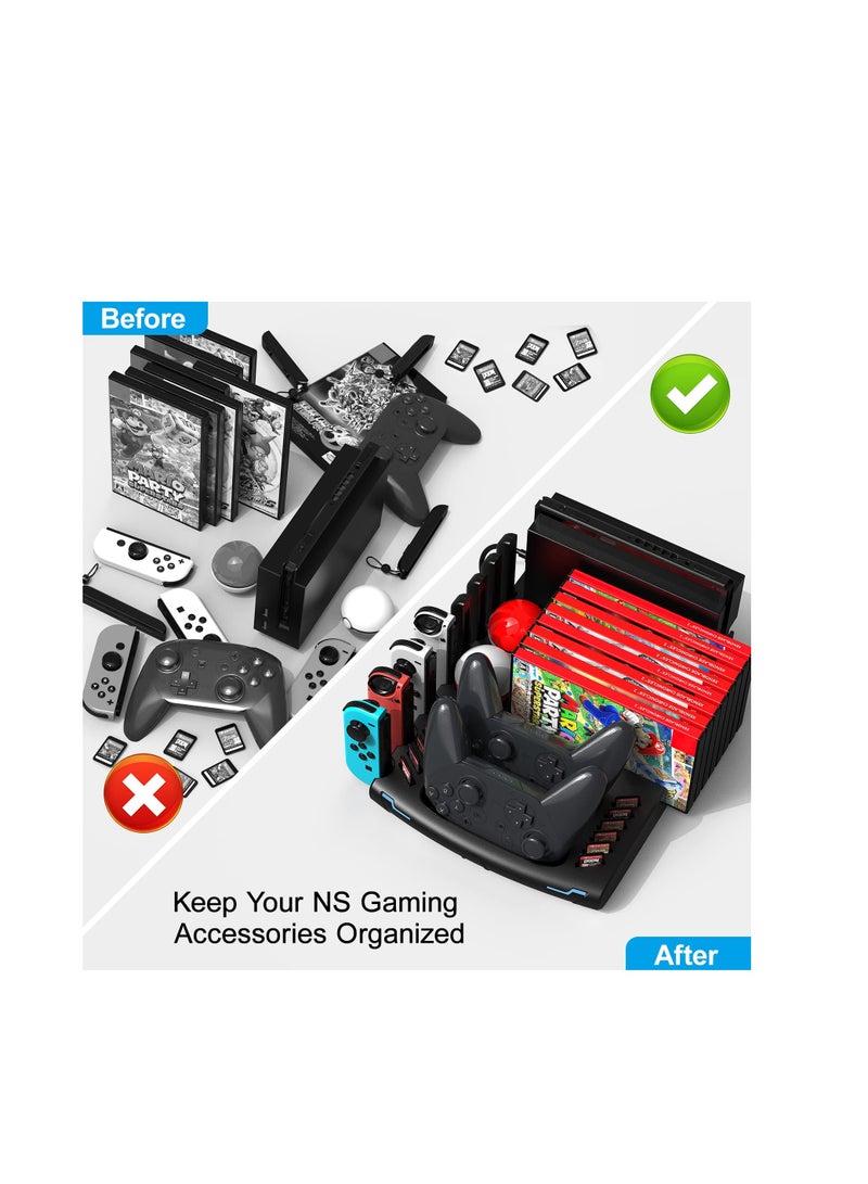 SYOSI Controller & J-Cons Charger, for Switch Accessories Organizer Station, Switch Organizer with Controller Charging Dock, Switch Storage for Games, TV Dock, Pro Controller, Compatible with NS & OLED - Image 3