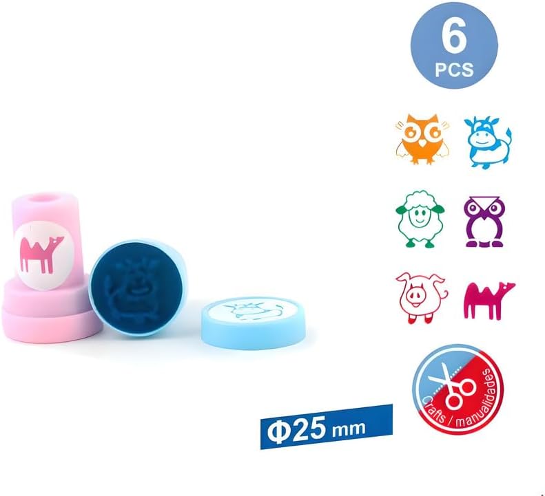 Fitto 6 Assorted Animal Stamps 25mm for Craft and Art Projects - Image 2