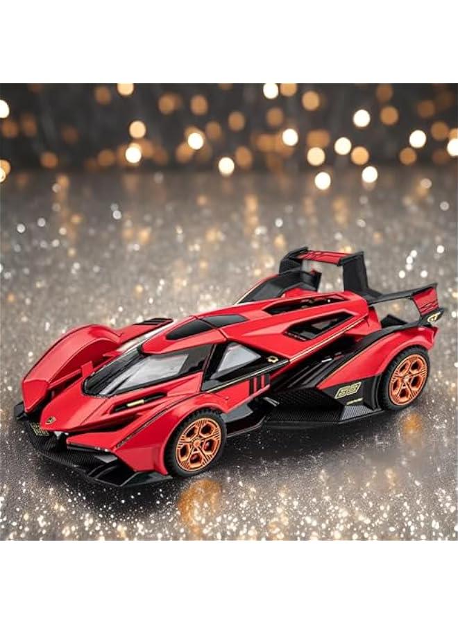 Toy Cars Lambo V12 Race Car Toys Model Car 1/32 Die-cast Pull Back Collectible Model with Sound and Light Toy Vehicle for 3+Year Old Boys Festival Gift(Red)