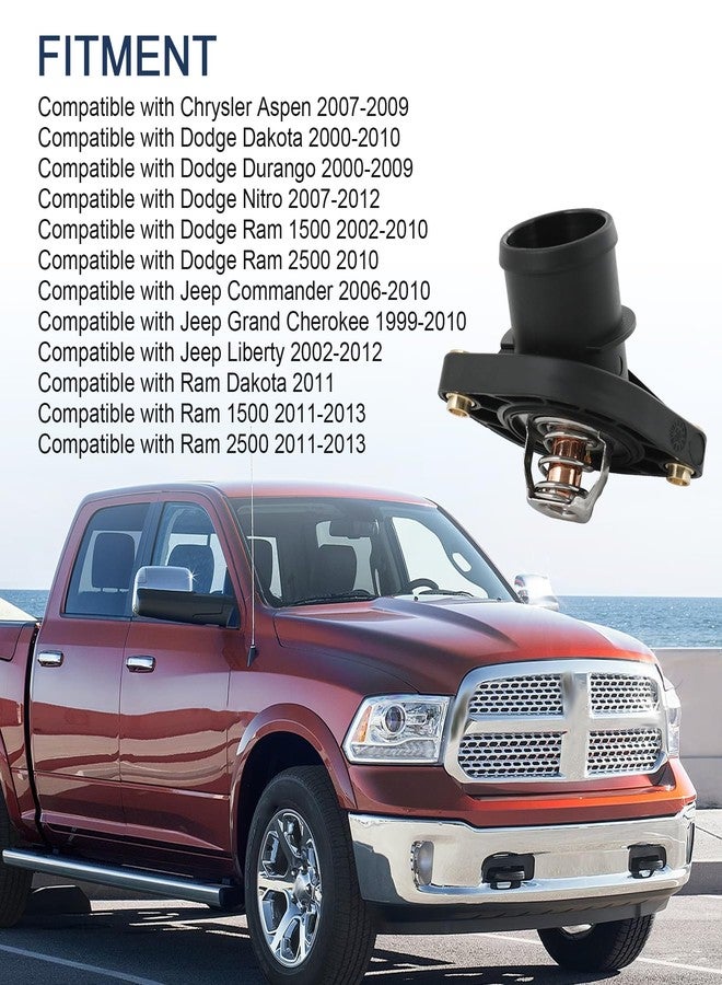 LDMINDA 902-312 53020887AD Engine Coolant Thermostat Housing Assembly Compatible with Chrysler Aspen 07-09, For Dodge Dakota Durango Nitro Ram 1500 Ram 2500 Dakota For Jeep Commander Grand Cherokee Liberty - Image 3