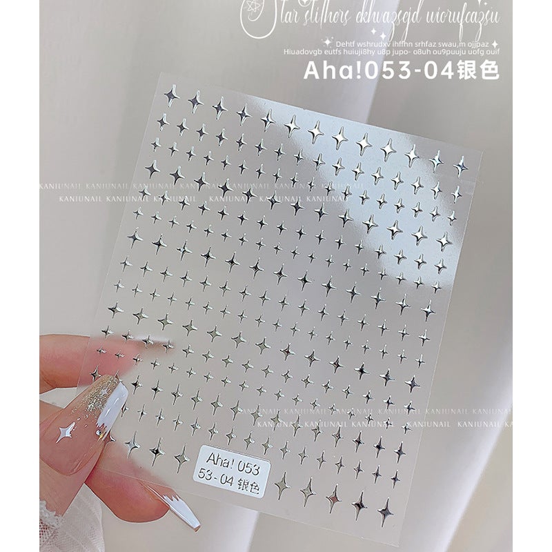 ملصقات نجوم صغيرة عطرية لاصقة 3D ذهبية فضية سوداء بيضاء نجوم فلاش أها ملصقات أظافر - Image 1
