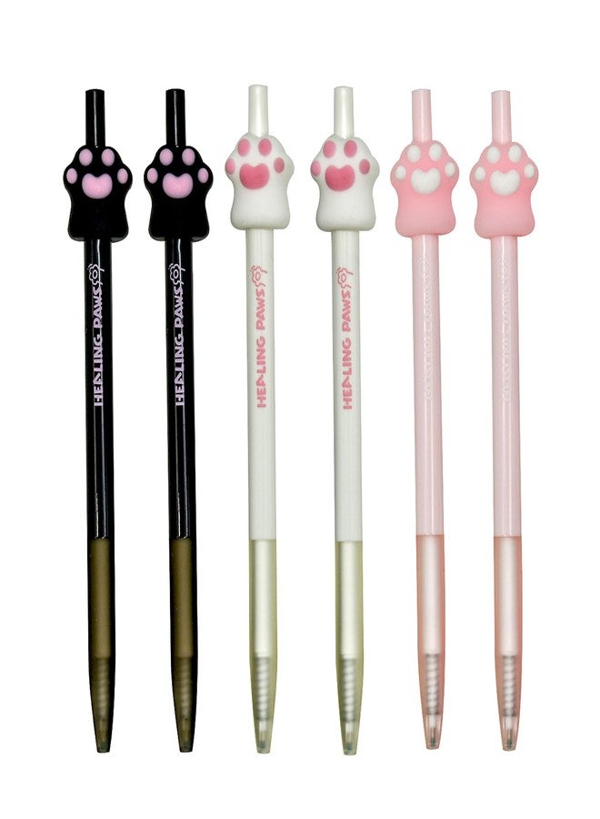 Lopenle 6 PCS Cute Cat Paws Pens Kawaii Cat Claw Pen Cartoon Kitty Pens Retractable Gel Pen Black Ink For Desk Decoration Accessories Stationery School Office - Image 1