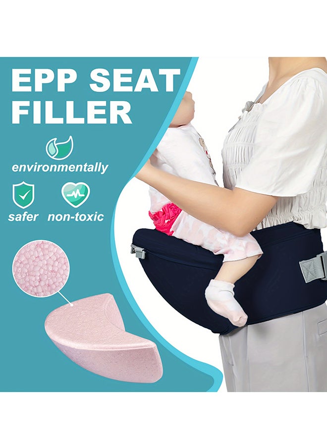 Blue Multifunctional 3-in-1 Baby Carrier with Waist Stool & Hip Seat - Ergonomic Design for Newborn to Toddler, Made of 100% Premium Cotton for All-Season Comfort, Adjustable for Parents, Suitable Babies Aged 0-36 Months - Image 5