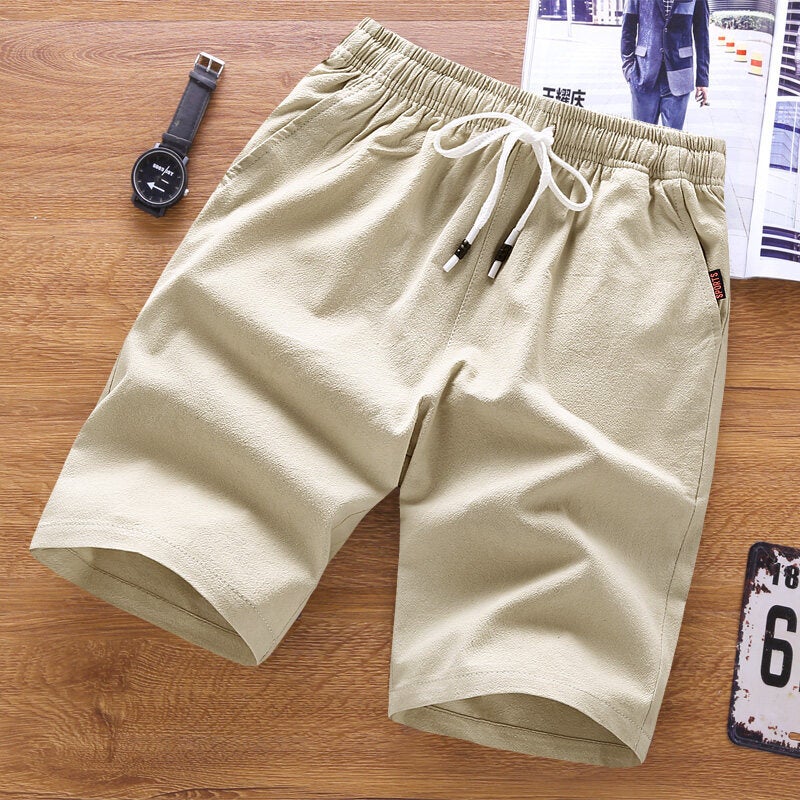 Cotton And Linen Shorts Men'S Summer Fifth Pants Thin Loose Straight Casual Solid Color Big Shorts Trendy Plus Size Beach Pants - Image 3