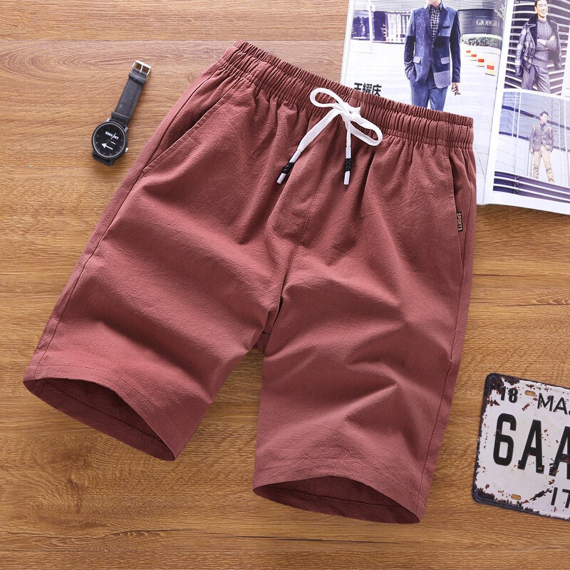 Cotton And Linen Shorts Men'S Summer Fifth Pants Thin Loose Straight Casual Solid Color Big Shorts Trendy Plus Size Beach Pants - Image 4