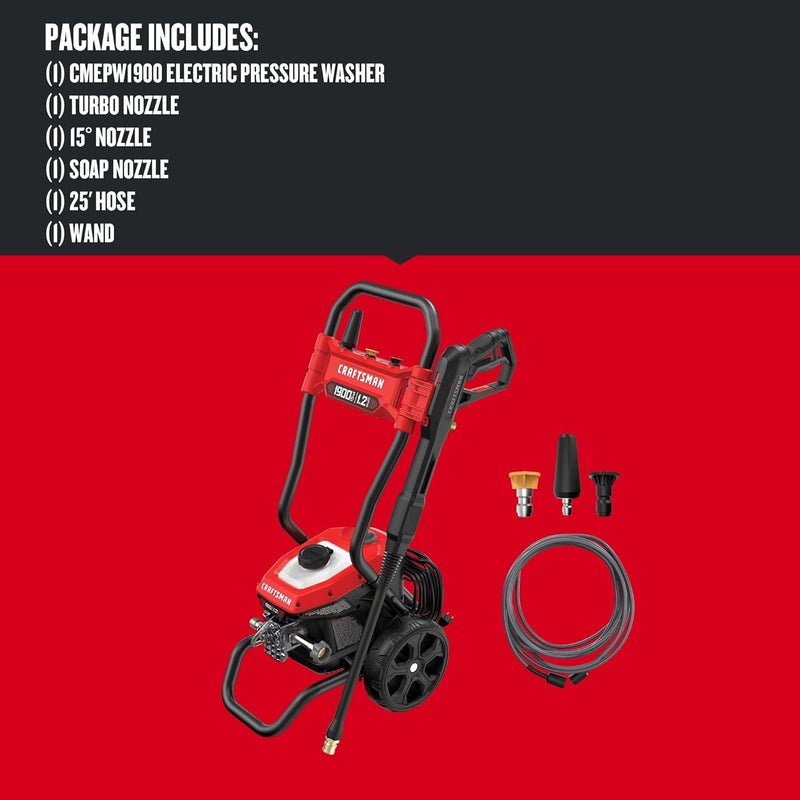 CRAFTSMAN CRAFTSMAN Electric Pressure Washer Cold Water 1900 PSI 12GPM Corded CMEPW1900  - Image 3