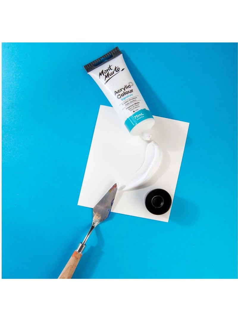 Mont Marte Signature Acrylic Colour Paint Tube 75ml Content Titanium White - Image 2