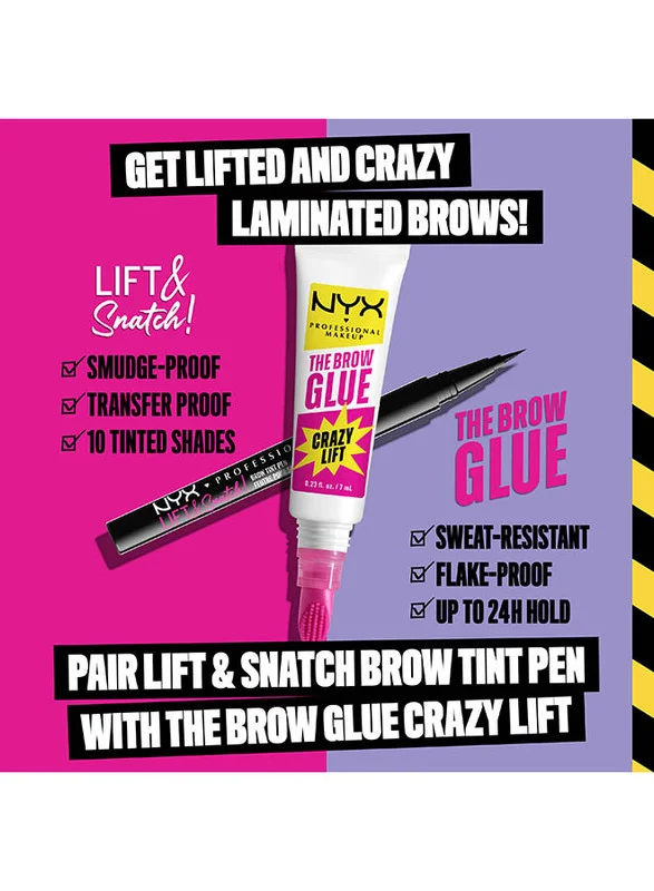 NYX PROFESSIONAL MAKEUP The Brow Glue Crazy Lift Brow Lamination Gel, Transparent