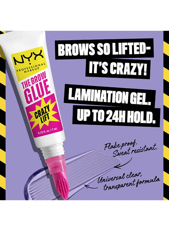 NYX PROFESSIONAL MAKEUP The Brow Glue Crazy Lift Brow Lamination Gel, Transparent