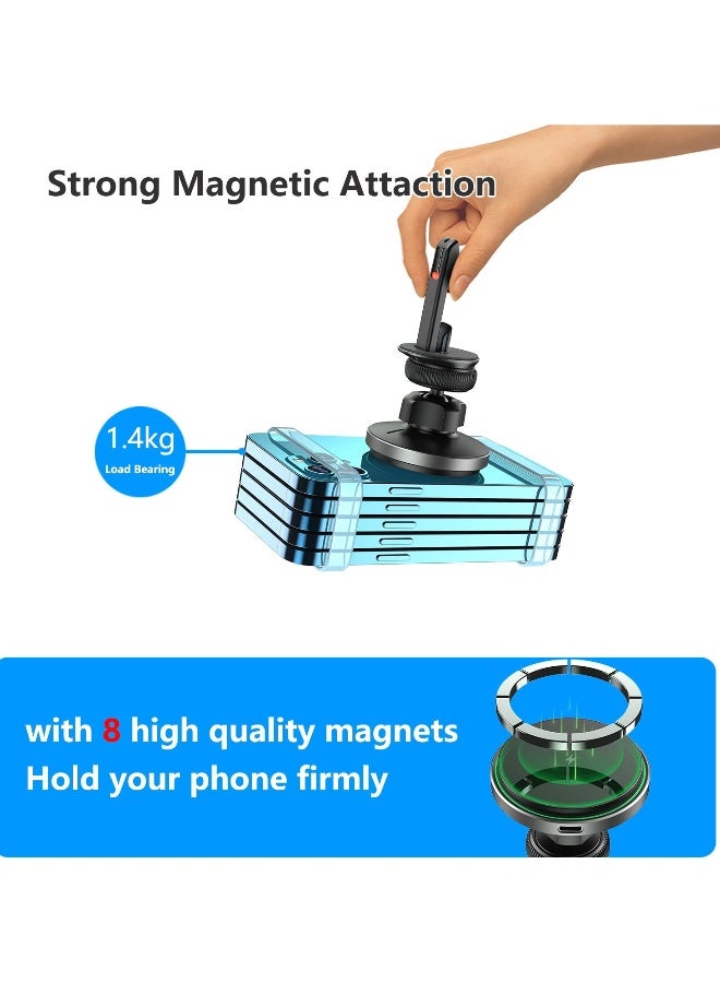 Magnetic Wireless Car Charger with Cooling Fan Magnets Automatically Aligns The Phone Compatible car Mount Charger iPhone 13 12 Series Phones and Cases - Image 4