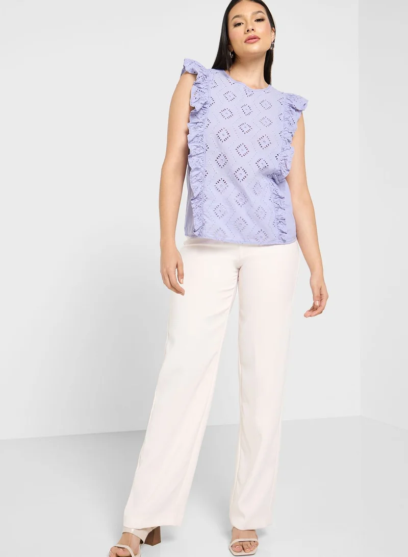BOSS Ruffle Tie Detail Top