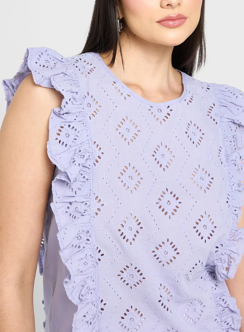 BOSS Ruffle Tie Detail Top