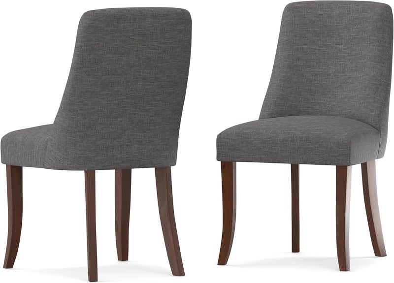 Simpli Home SIMPLIHOME Walden Dining Chairs  Upholstered Solid Hardwood Frame and LinenStyle Fabric Kitchen Chair Set in Slate Grey Modern Dining Room Seating with Curved Back and Padded Seat Set of 2 - Image 1