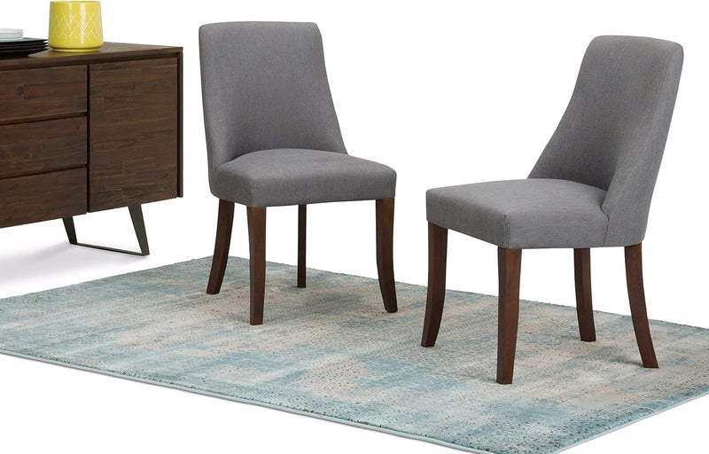 Simpli Home SIMPLIHOME Walden Dining Chairs  Upholstered Solid Hardwood Frame and LinenStyle Fabric Kitchen Chair Set in Slate Grey Modern Dining Room Seating with Curved Back and Padded Seat Set of 2 - Image 2