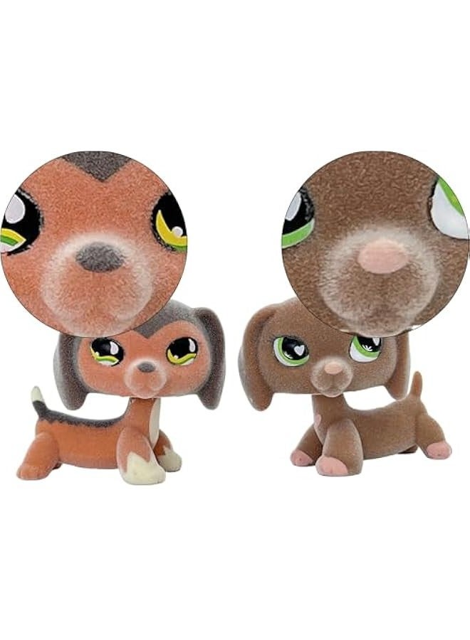 2pcs Custom-Made Flocked Animal Figure Fuzzy Collie Great Dane Dachshund Cocker Spaniel Dog Short Hair cat Old Pet Shop Toy Birthday Party Favor (#556 and #675)  - Image 1