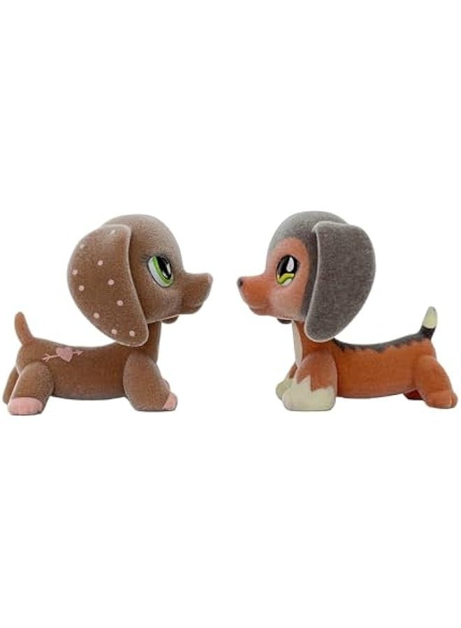 2pcs Custom-Made Flocked Animal Figure Fuzzy Collie Great Dane Dachshund Cocker Spaniel Dog Short Hair cat Old Pet Shop Toy Birthday Party Favor (#556 and #675)  - Image 4