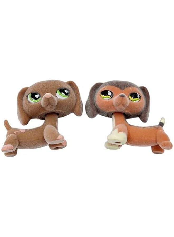 2pcs Custom-Made Flocked Animal Figure Fuzzy Collie Great Dane Dachshund Cocker Spaniel Dog Short Hair cat Old Pet Shop Toy Birthday Party Favor (#556 and #675)  - Image 5