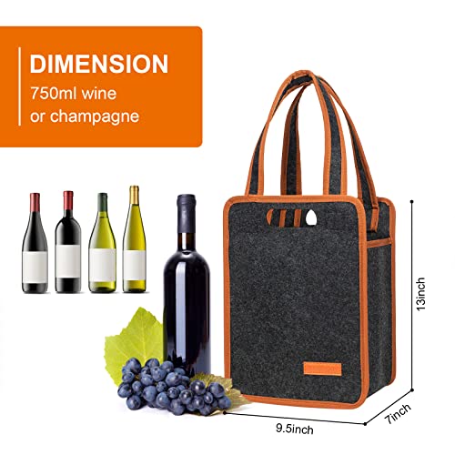 Foyego 6 Bottle Wine Tote Bag, Insulated Thermal Padded Wine Carrier Tote, Reusable Wine Bags for Wine Bottles Travel, Camping and Picnic, Perfect Wine Lover Gift - Image 2