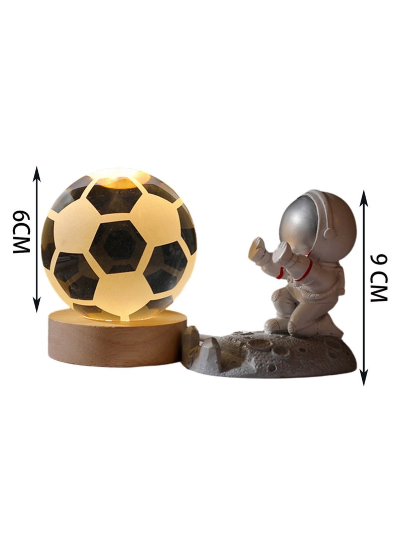 Generic - Football With Astronaut 3d Crystal Ball Night Light Transparent Galaxy Led Lamp With Wooden Base Glass Ball Decorative Night Light With Touch Switch Table Lamp Decorative Light Gift For Home Desktop Decoration - Image 1