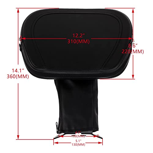 Kinglemc Adjustable Driver Rider Touring Backrest for Harley Fatboy Heritage Softail Classic FLSTC 07-2020 (Black-Studded) - Image 2