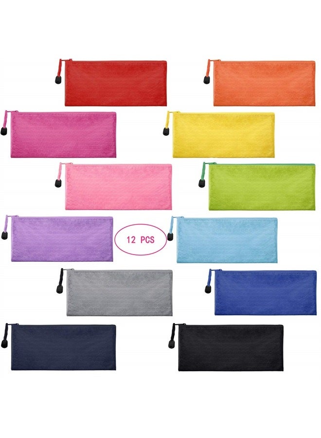 SRainbowPP Sailing-go 12 Pieces 12 Colors Zipper Waterproof Bag Pencil Pouch for Cosmetic Makeup Bills Office Supplies Travel Accessories and Daily Household Supplies - Image 1