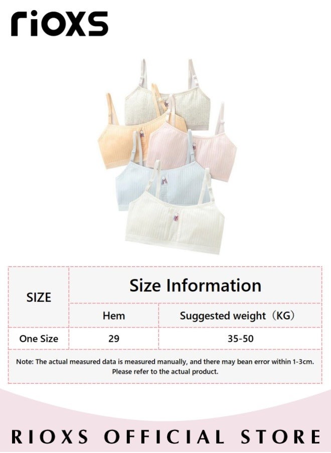 RIOXS - Teen Girls' Training Bra Seamless Cotton Cami Wireless Bras Lightweight Breathable Underwear Elastic Thin Adjustable Shoulder Straps Comfortable Bras For Gilrs - Image 1