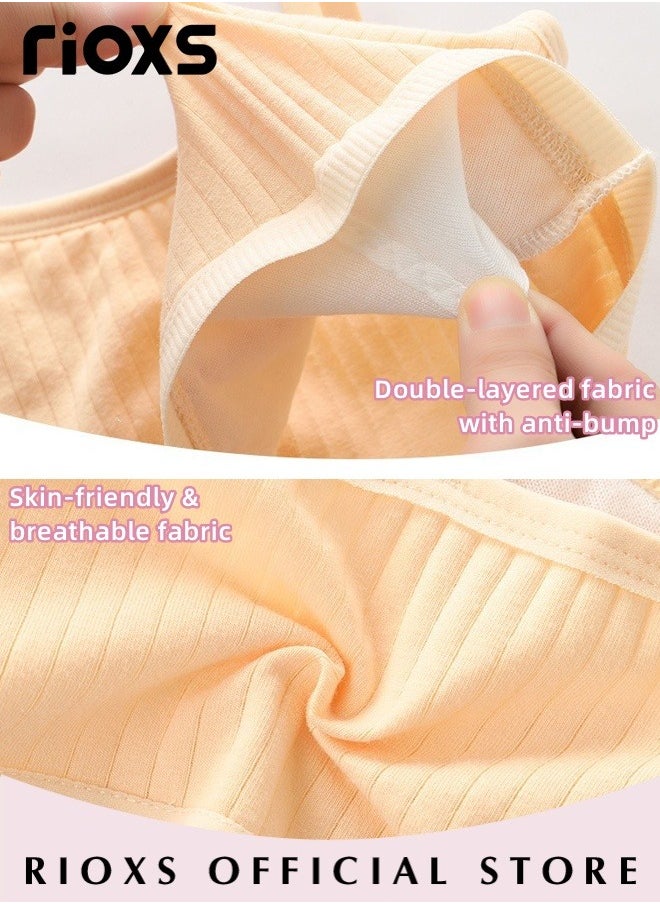 RIOXS - Teen Girls' Training Bra Seamless Cotton Cami Wireless Bras Lightweight Breathable Underwear Elastic Thin Adjustable Shoulder Straps Comfortable Bras For Gilrs - Image 1