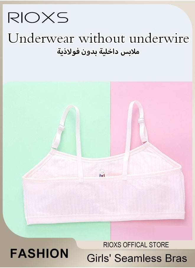 RIOXS - Teen Girls' Training Bra Seamless Cotton Cami Wireless Bras Lightweight Breathable Underwear Elastic Thin Adjustable Shoulder Straps Comfortable Bras For Gilrs - Image 1