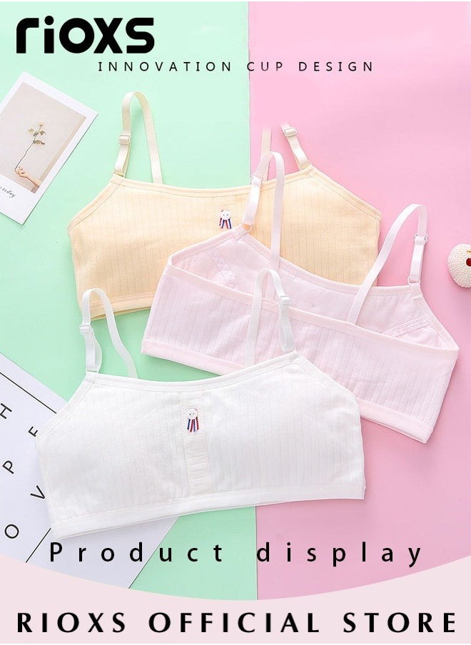 RIOXS - Teen Girls' Training Bra Seamless Cotton Cami Wireless Bras Lightweight Breathable Underwear Elastic Thin Adjustable Shoulder Straps Comfortable Bras For Gilrs - Image 1