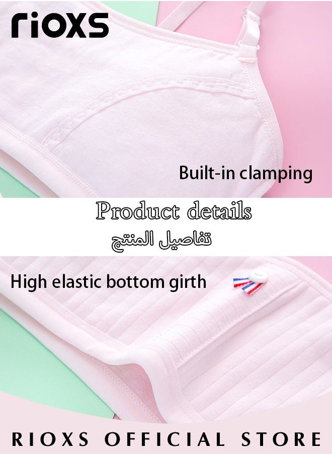 RIOXS - Teen Girls' Training Bra Seamless Cotton Cami Wireless Bras Lightweight Breathable Underwear Elastic Thin Adjustable Shoulder Straps Comfortable Bras For Gilrs - Image 1