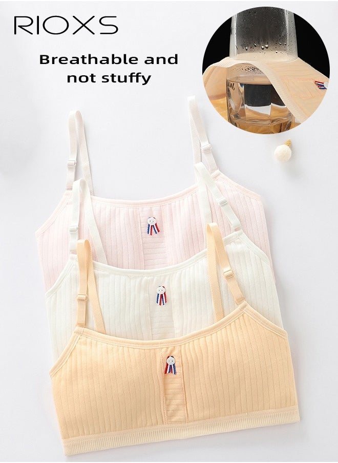 RIOXS Teen Girls' Training Bra Seamless Cotton Cami Wireless Bras Lightweight Breathable Underwear Elastic Thin Adjustable Shoulder Straps Comfortable Bras For Gilrs  - Image 4