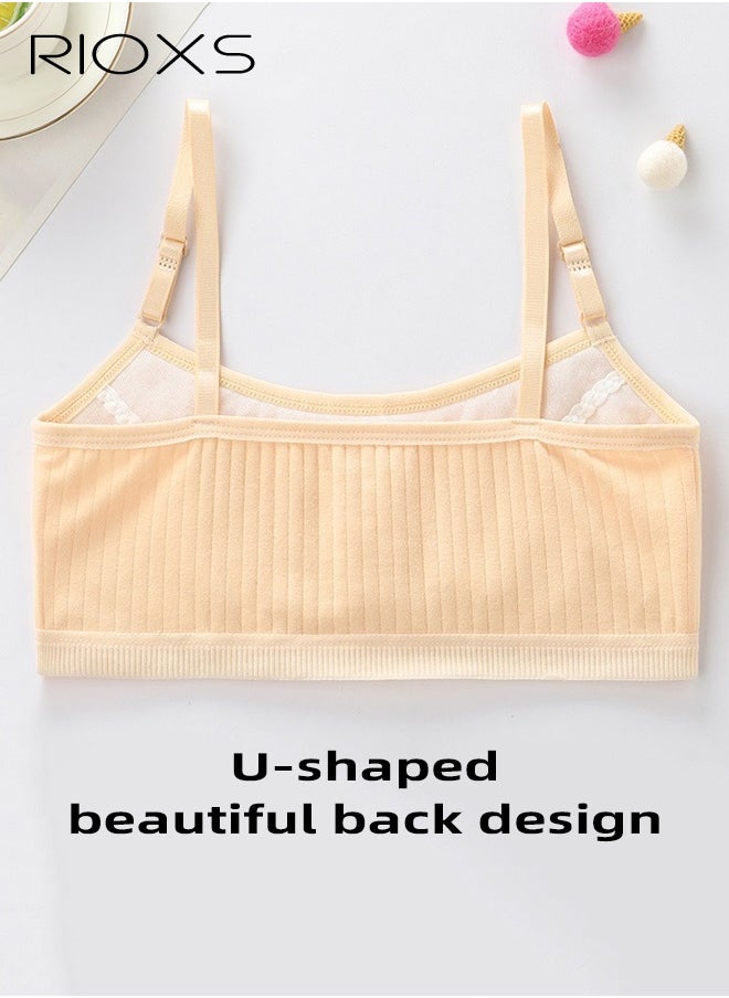 RIOXS Teen Girls' Training Bra Seamless Cotton Cami Wireless Bras Lightweight Breathable Underwear Elastic Thin Adjustable Shoulder Straps Comfortable Bras For Gilrs  - Image 2