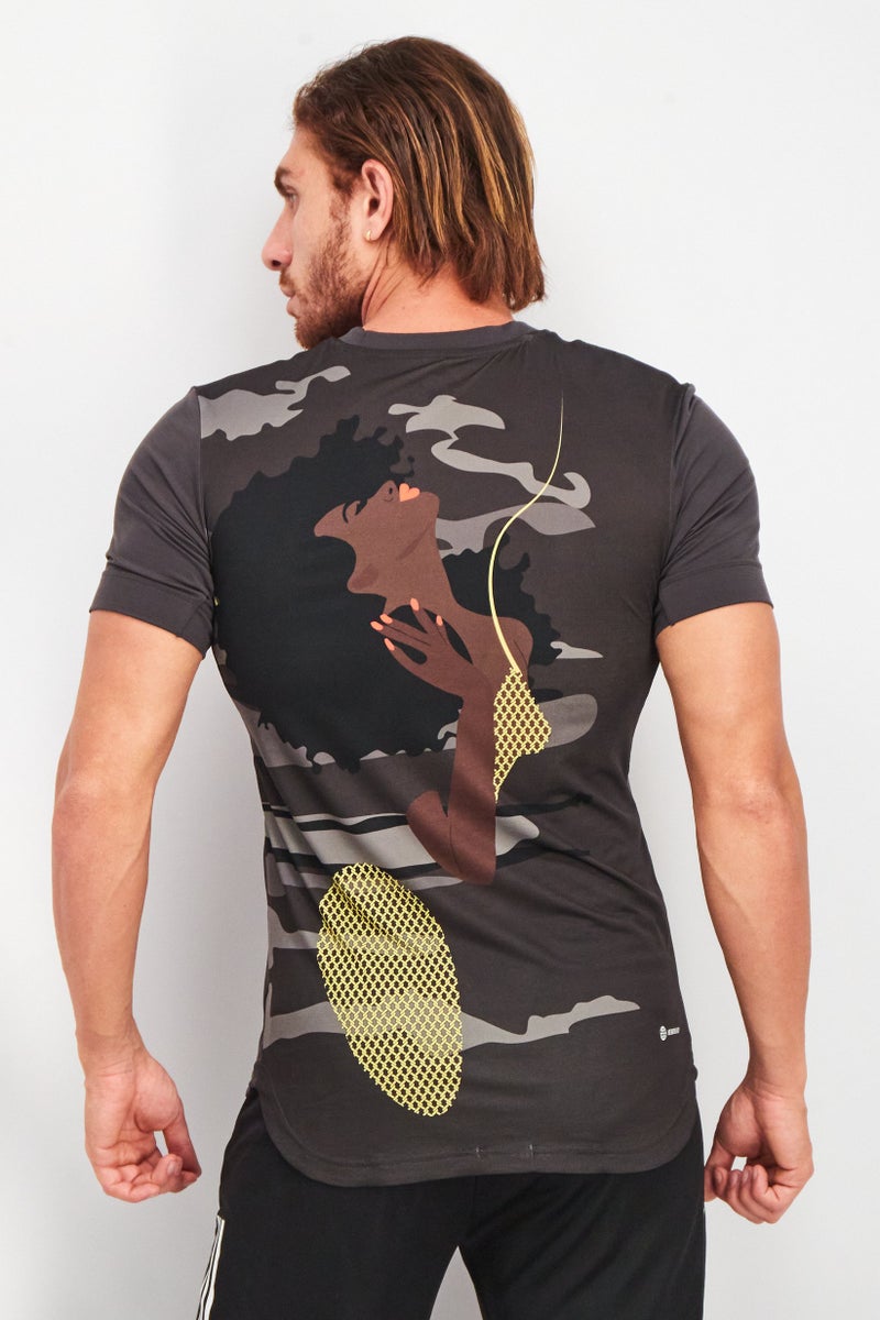 Adidas Men Sportswear Fit Short Sleeves Brand Logo Tee, Carbon - Image 3