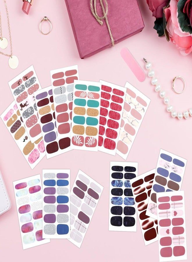 MWOOT 14 Sheets Nail Stickers Self Adhesive, Nail Strips Decals for Women, Sticker Nails Full Wraps Pink, Colors Fingernail Stickers for Women, Fingernail Sticker Stick on Nails, Decal Decorations - Image 2