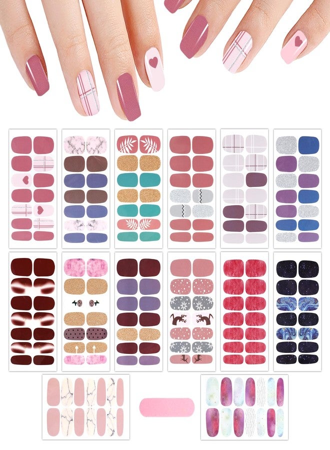 MWOOT 14 Sheets Nail Stickers Self Adhesive, Nail Strips Decals for Women, Sticker Nails Full Wraps Pink, Colors Fingernail Stickers for Women, Fingernail Sticker Stick on Nails, Decal Decorations - Image 1