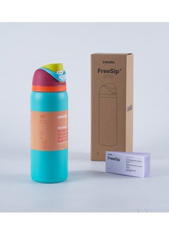 FreeSip Insulated Stainless Steel Water Bottle with Straw for Sports and Travel, BPA-Free, 32-Ounce, blue