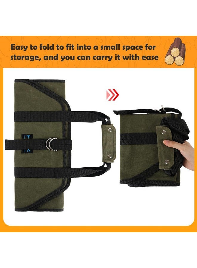 HRX Package HRX Package Waxed Canvas Firewood Bag Carrier, Water Resistant Log Tote Wood Carrying Bag With Handles for Camping Trip Christmas Gift - Image 4