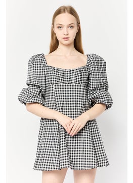 forever new Women Petite Gingham Mini Dress, Multicolor  - Image 1