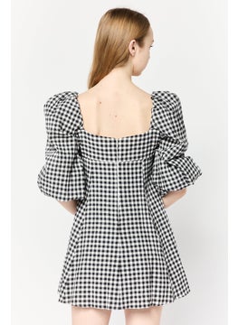 forever new Women Petite Gingham Mini Dress, Multicolor  - Image 4