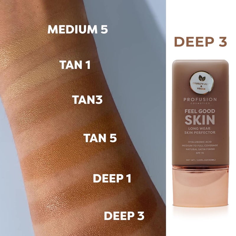 Profusion Cosmetics Lightweight Liquid Foundation for a Flawless and Elegant Radiance, Breathable Makeup that Improves Uneven Skin Tone, Vegan & Cruelty-Free - Deep 3 - Image 5