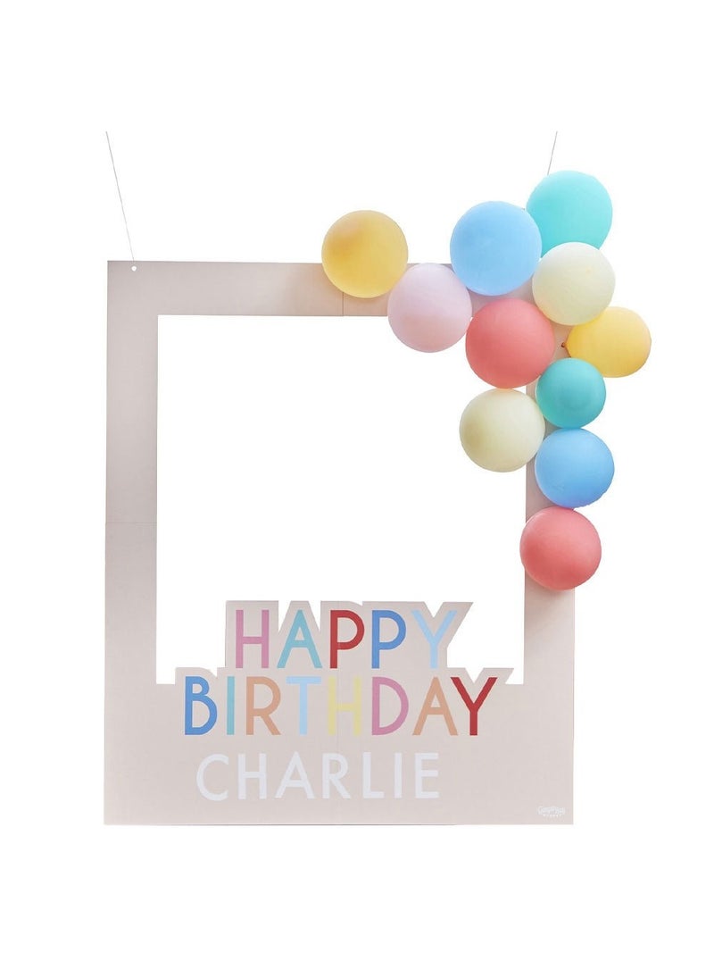 Ginger Ray Happy Birthday Photo Frame Pink Cardboard 72cm - Image 1