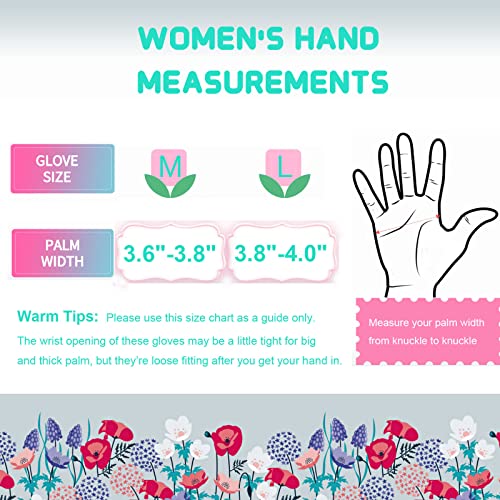 JUMPHIGH 4 Pairs Garden Gloves for Women, Floral with Non-Slip PVC Dots, Ladies Soft Breathable Yard Work Light Working Gloves, Elastic Knit Wrist, Large - Image 2