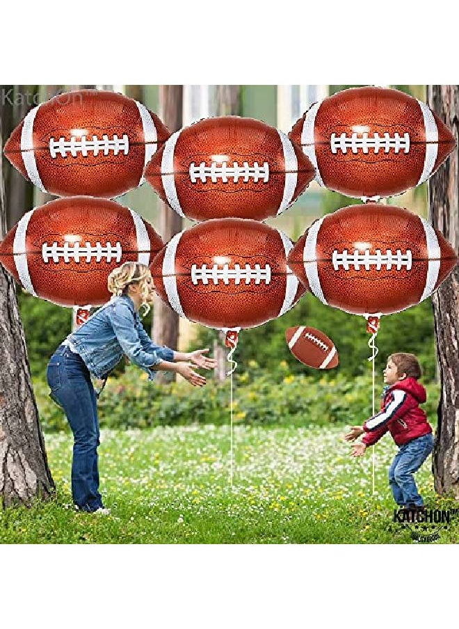KATCHON Giant 18 Inch Football Balloons Kit Pack Of 6 | Football Mylar Balloons For Football Party Decorations | Football Foil Balloons For Super Bowl Decorations 2022 | Football Birthday Party Decorations  - Image 5