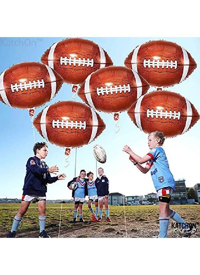 KATCHON Giant 18 Inch Football Balloons Kit Pack Of 6 | Football Mylar Balloons For Football Party Decorations | Football Foil Balloons For Super Bowl Decorations 2022 | Football Birthday Party Decorations  - Image 3