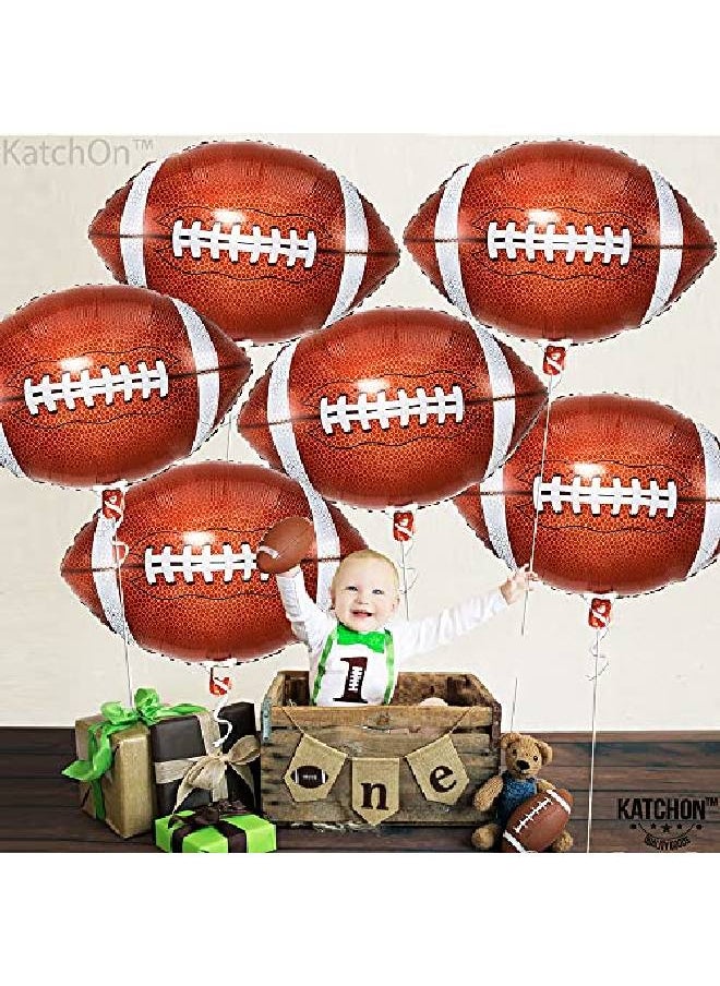 KATCHON Giant 18 Inch Football Balloons Kit Pack Of 6 | Football Mylar Balloons For Football Party Decorations | Football Foil Balloons For Super Bowl Decorations 2022 | Football Birthday Party Decorations  - Image 2