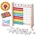 Flzoaveus Wooden Abacus for Kids Math Manipulatives Learning Clock for 5 6 7 8 Year Old Boys Girls 1st 2nd Grade Math Counters 100 Counting Sticks Montessori Preschool Educational Math Toys Homeschool Supplies - Image 2