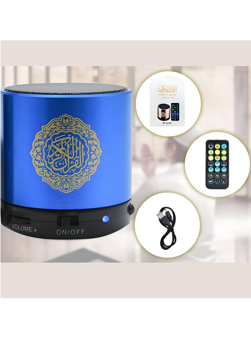 SQ200 Portable Bluetooth Quran Speaker – 8GB MP3 Player with Remote Control, FM Radio, and Quran Translation (Blue) - Image 3