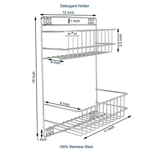 CR18 COLLECTION Wall Mounted Detergent Holder/ Multi Purpose Shelves/ Bath Room Shelves/ Corner Rack (Set Of 2, Stainless Steel) - Image 2